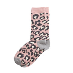 Rototo Pile Leopard Crew Socks Pale Pink RoToTo