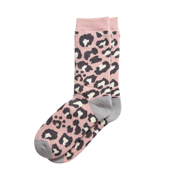 Rototo Pile Leopard Crew Socks Pale Pink RoToTo